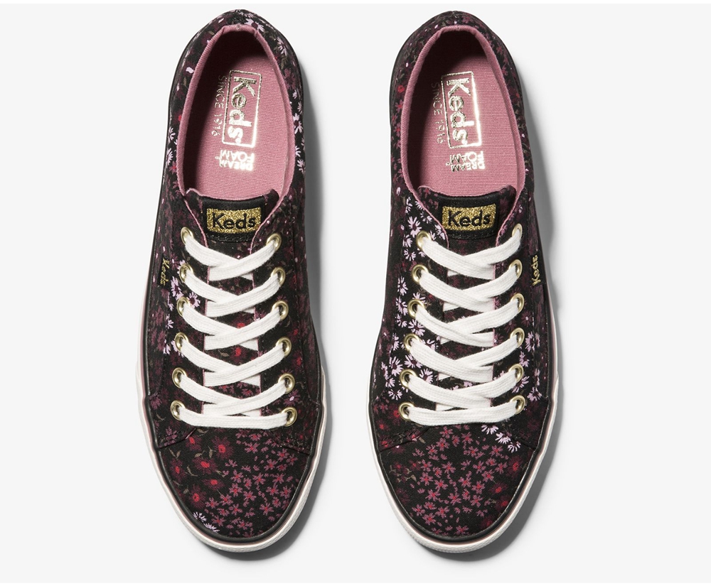 Womens Keds Sneakers - Jump Kick Floral - Black - 6347-VOHIJ